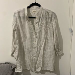 NWOT WILFRED FREE MANDARIN COLLAR PLAID BLOUSE
